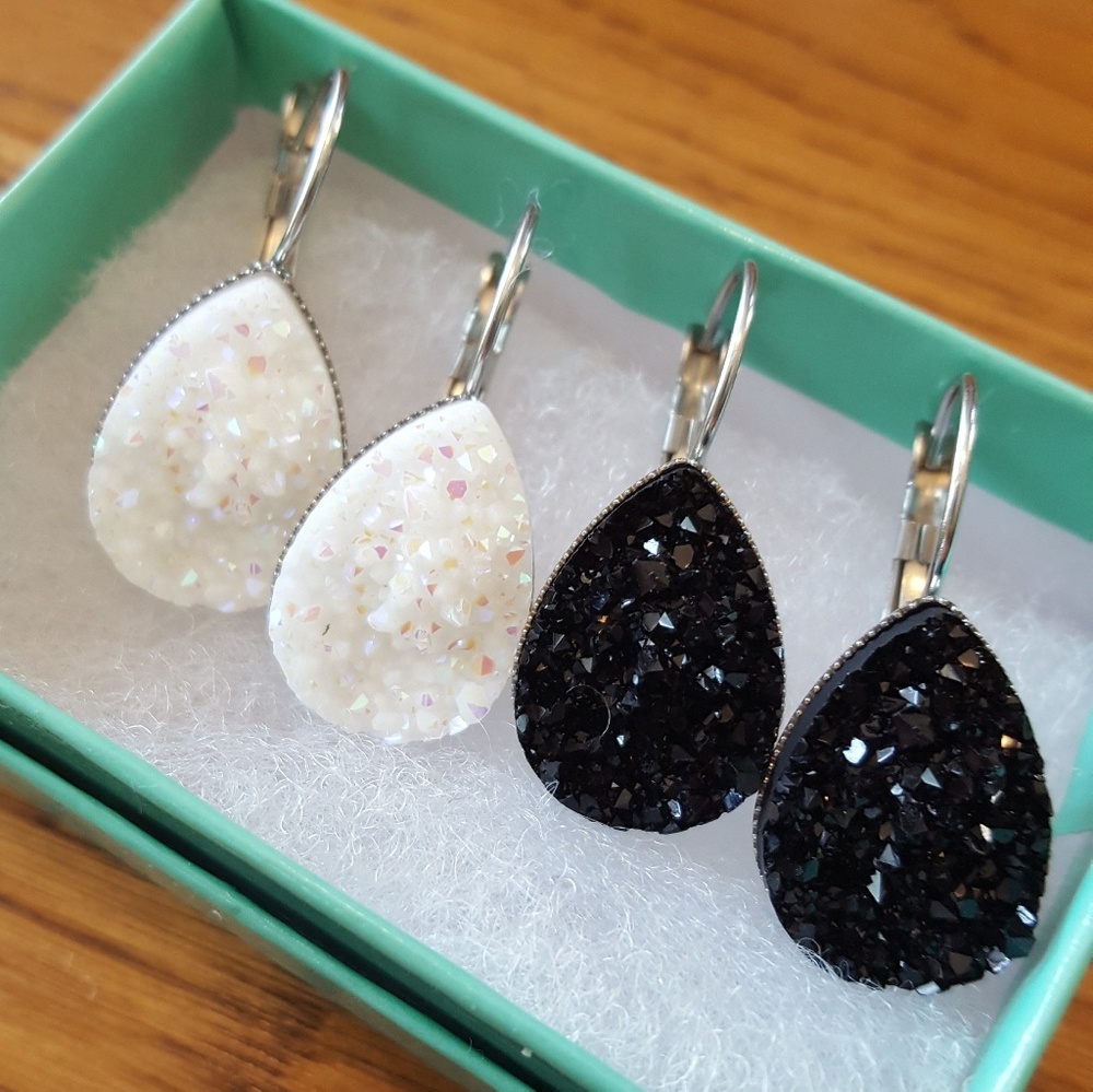 Teardrop Druzy Earrings Set
